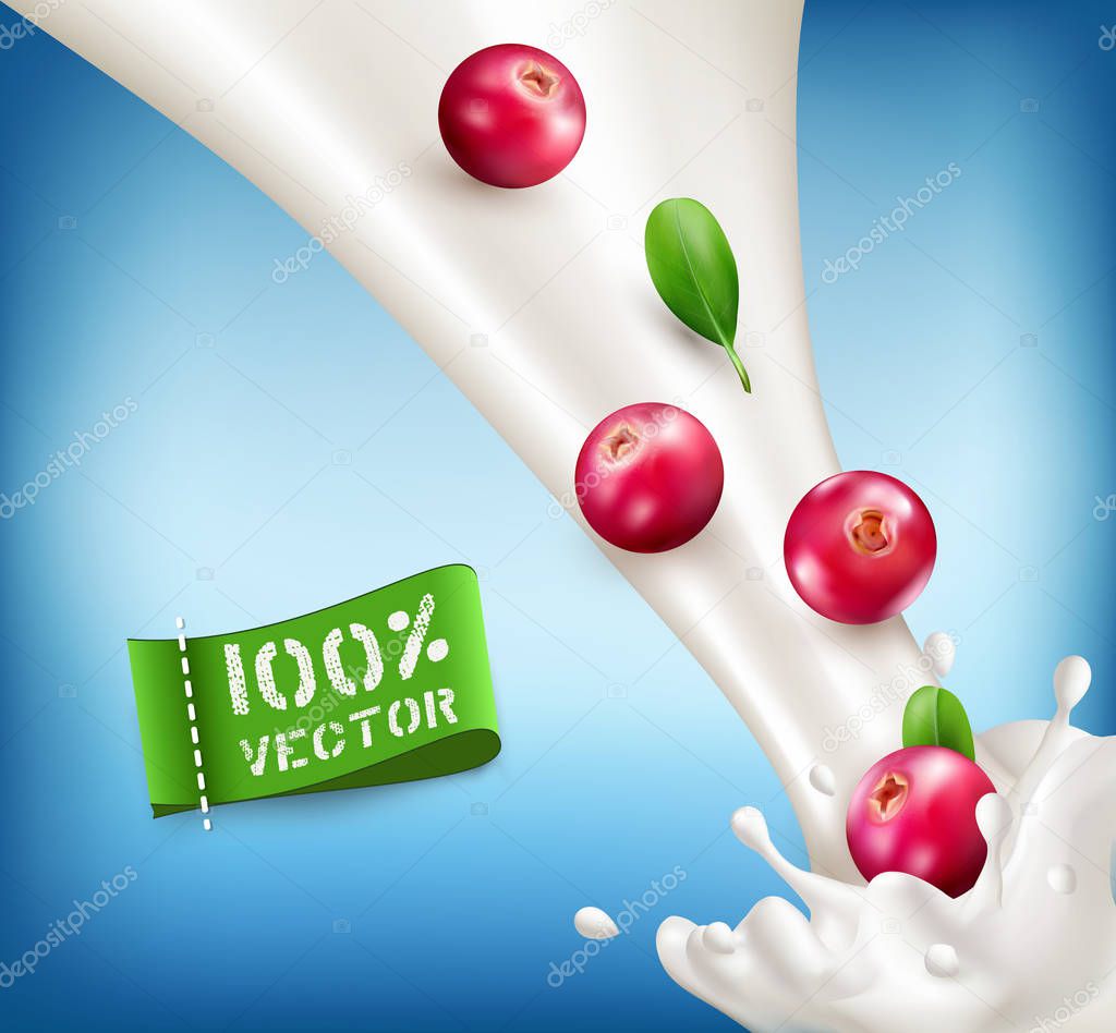 Milk splash with ripe berries