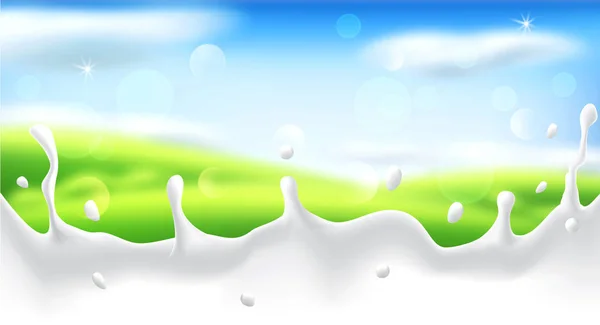 Fondo con desenfoque y una salpicadura de leche . — Vector de stock