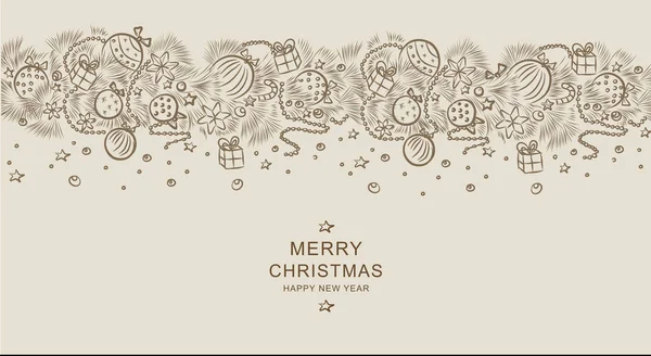 Ramas de abeto y decoraciones de Navidad — Archivo Imágenes Vectoriales