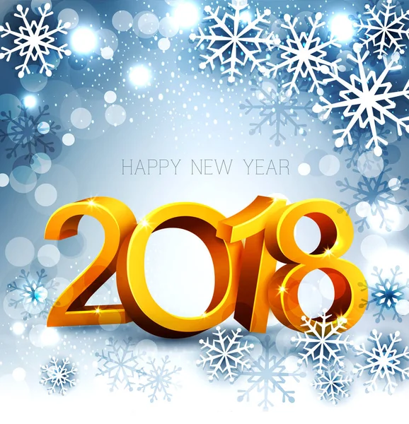 Vektör çizim. 3D altın rakamlar 2018, bir kış karşı bac