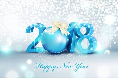 kar taneleri ile mavi rakamlar 2018