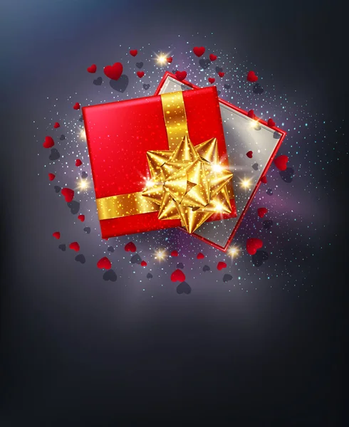 Boîte cadeau rouge avec arc — Image vectorielle