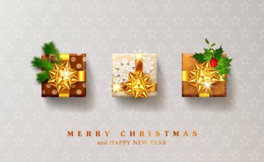Vektör çizim Noel ve yeni yıl için. Üç Paketli GIF