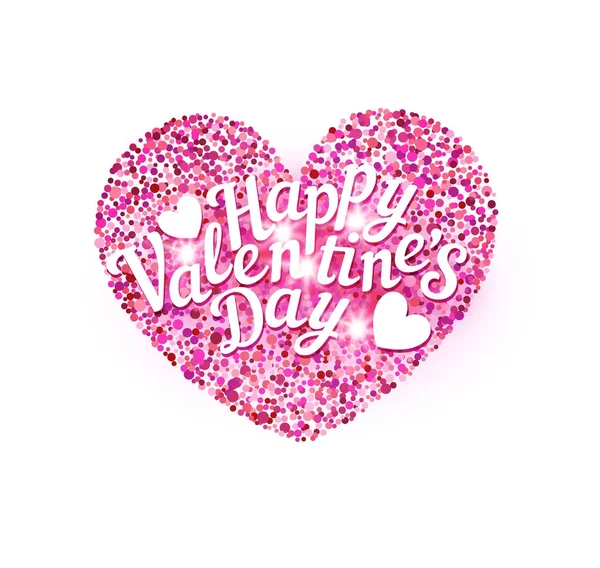 Ilustración Vectorial Para Día San Valentín Con Gran Corazón Brillante — Vector de stock