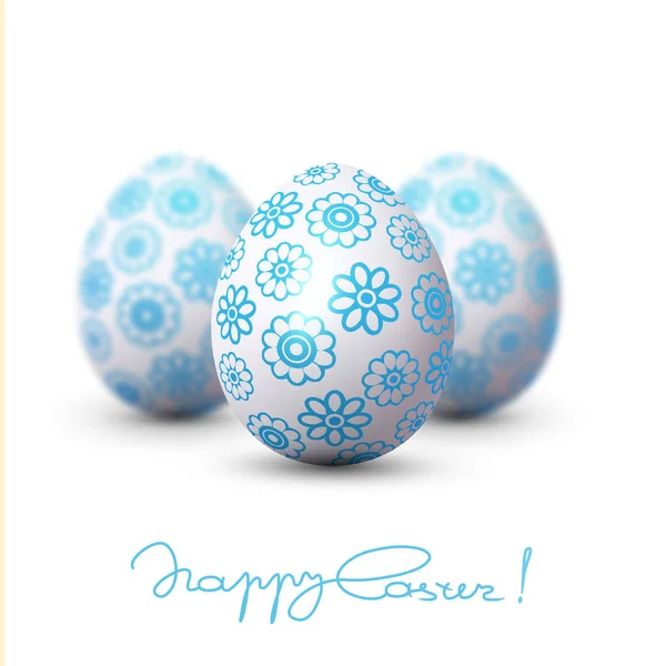 Huevos de Pascua con patrón azul — Vector de stock