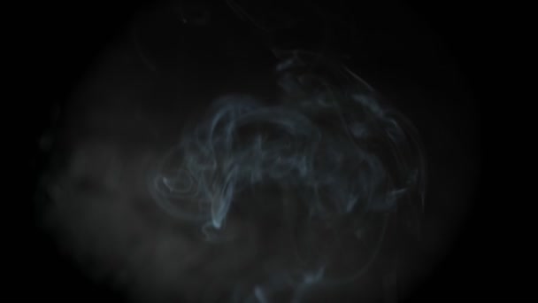 Weißer Rauch, Dampf, auf einem dunklen Hintergrund. — Stockvideo