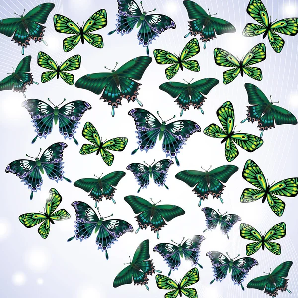 Mariposas verdes. Fondo abstracto . — Archivo Imágenes Vectoriales