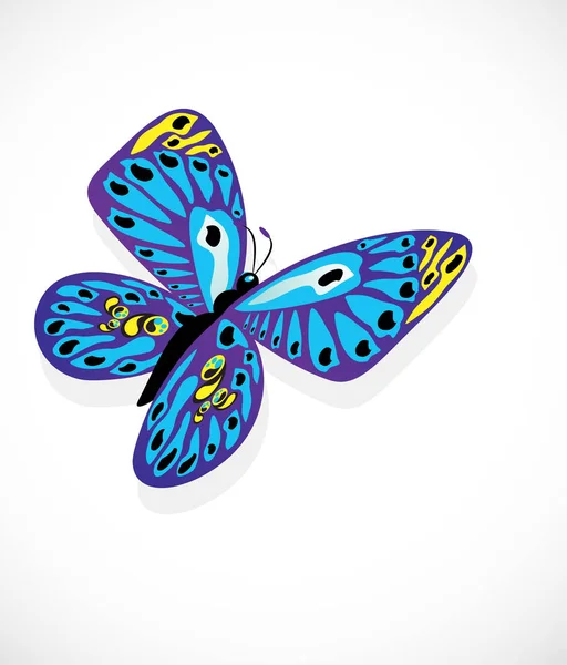 Mariposa colorida sobre fondo blanco — Vector de stock