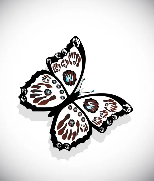 Mariposa colorida sobre fondo blanco — Vector de stock