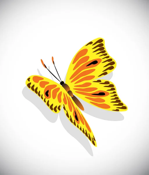 Mariposa colorida sobre fondo blanco — Vector de stock