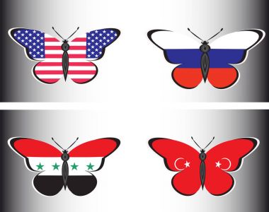 Butterflis Rusya, ABD, Suriye ve Türkiye bayraklı