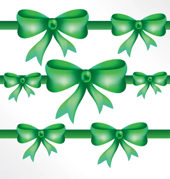 Beaux arcs décoratifs avec ruban horizontal pour la décoration de cadeaux . — Image vectorielle