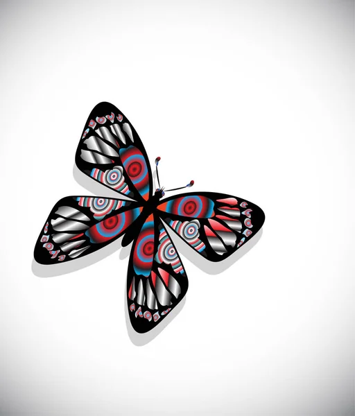 Mariposa colorida sobre fondo blanco — Vector de stock