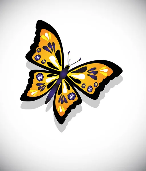Mariposa colorida sobre fondo blanco — Vector de stock