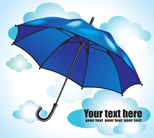 Guarda-chuva azul com nuvens —  Vetores de Stock