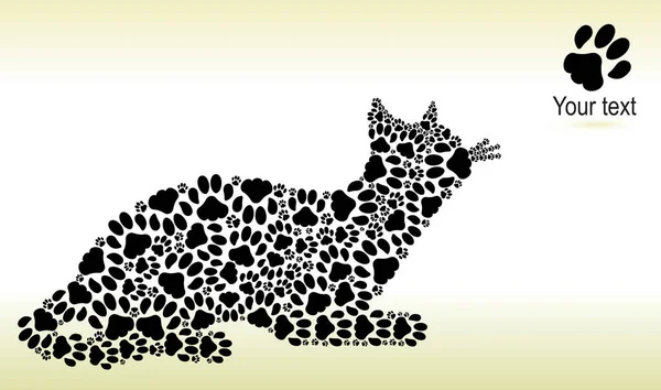 Silhouette der Katze von den Katzenspuren — Stockvektor