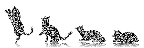 Silhouettes of cats from the cat tracks — Stock Vector