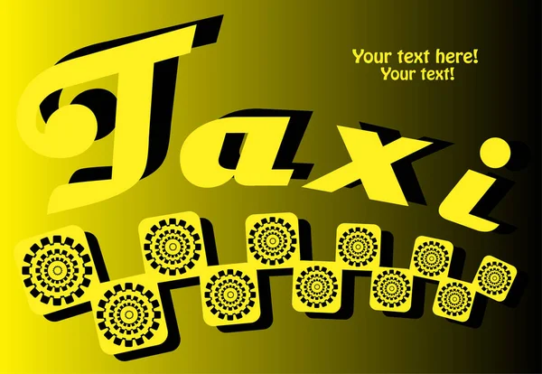 Černá a žlutá karta s taxi — Stockový vektor