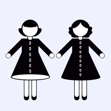 İnsan siluetleri. Siyah ve beyaz renkleri