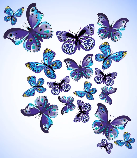 Conjunto de mariposas de colores — Vector de stock