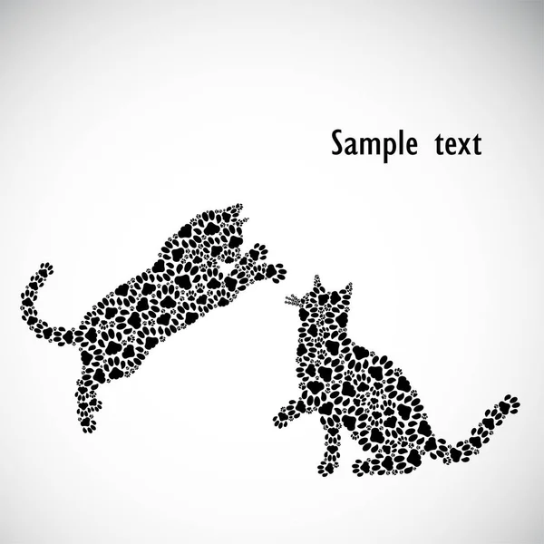 Silhouetten van katten uit de kat-tracks — Stockvector