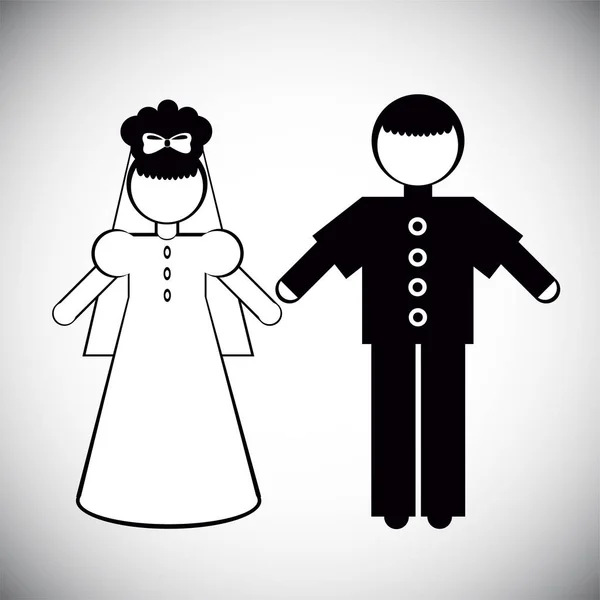 Las siluetas del Padre y la novia — Vector de stock