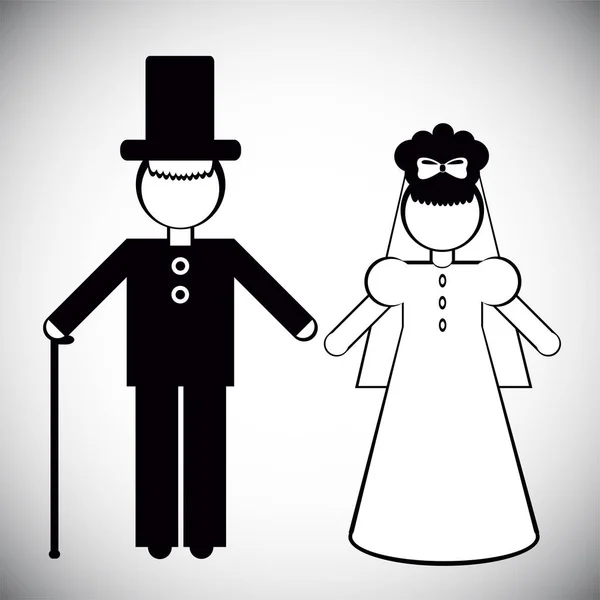 Las siluetas del Padre y la novia — Vector de stock