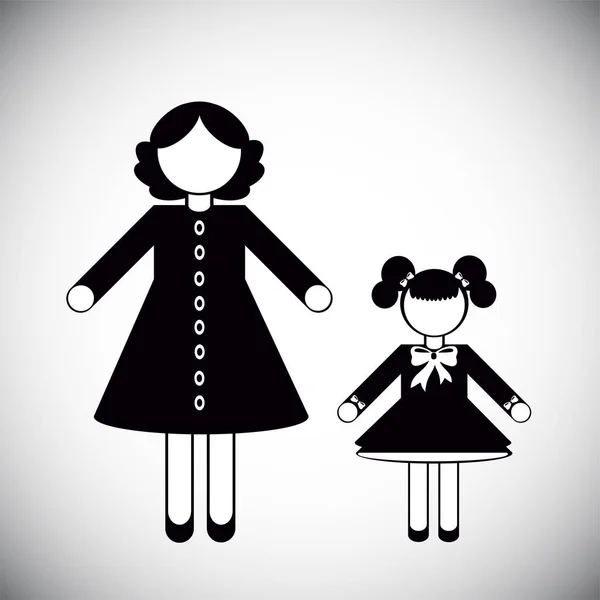 Siluetas de madre e hija — Vector de stock