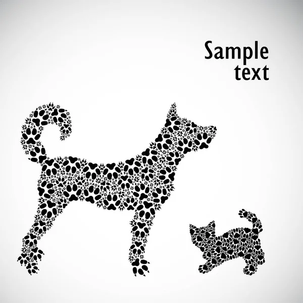 Silhouettes de chaton et chien de pistes — Image vectorielle
