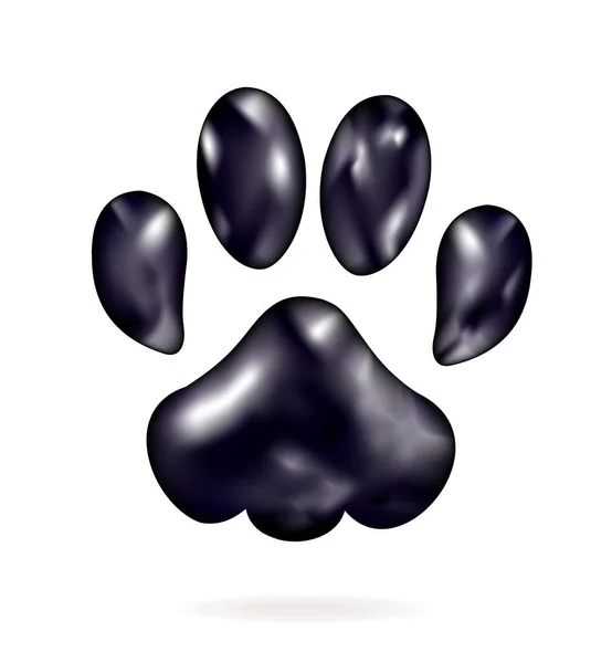 Schwarzer Katzenfußabdruck isoliert auf Weiß — Stockvektor