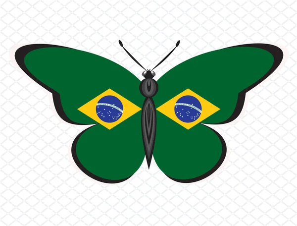 Borboleta nas cores da bandeira do BRASIL — Vetor de Stock
