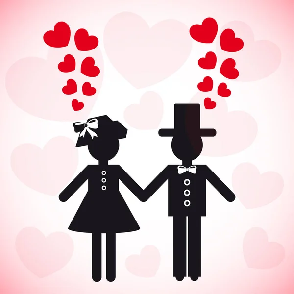Silhouette par i kärlek från tjej och kille — Stock vektor