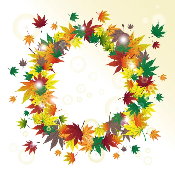 Autumn background with autumn leaves in the shape of a circle — Stock Vector