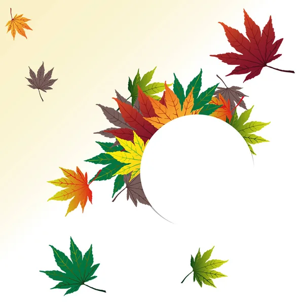 Φθινοπωρινό φόντο με φθινόπωρο φύλλα σε σχήμα ενός κύκλου — Διανυσματικό Αρχείο