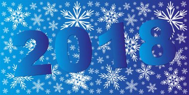 Noel mavi arka plan ile kar taneleri. 2018 arka plan kutlamak.