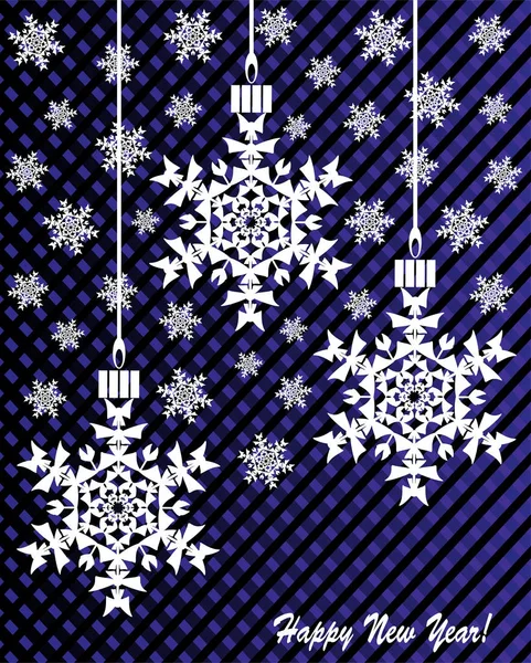 New Year's or Christmas toy made of snowflakes on a blue-and-black background — Stock Vector