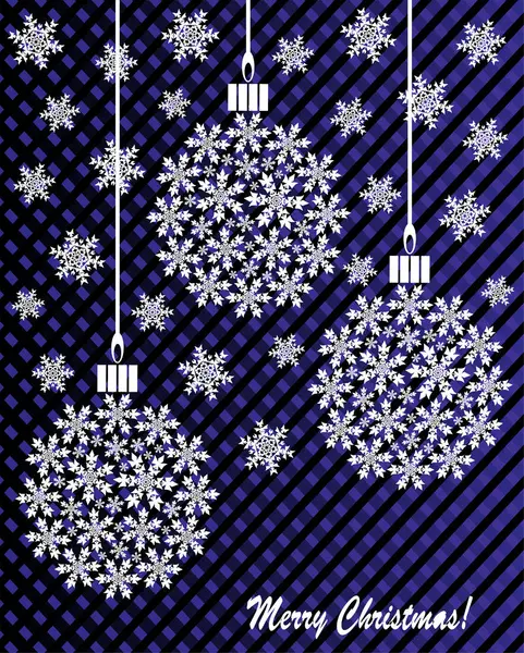 Новогодняя или рождественская игрушка из снежинки на сине-черном фоне — стоковый вектор