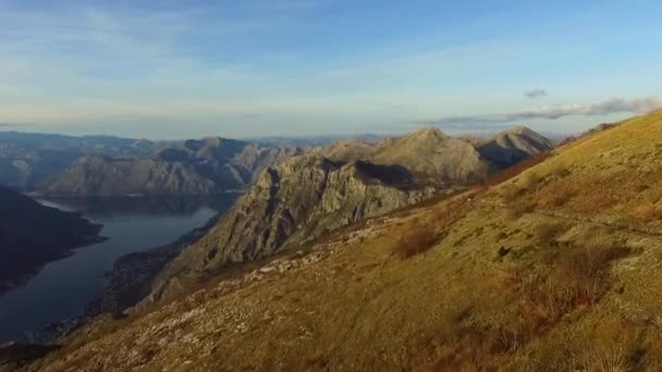 Drone video - Balkan mountains in National park Lovchen and The Kotor Bay — Stock Video