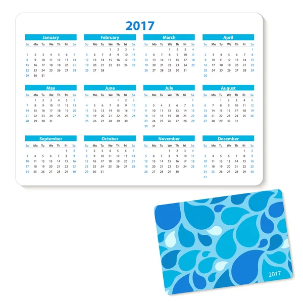 Horizontaler Taschenkalender — Stockvektor