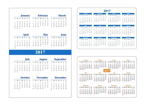 Набор календаря на 2017 год — стоковый вектор