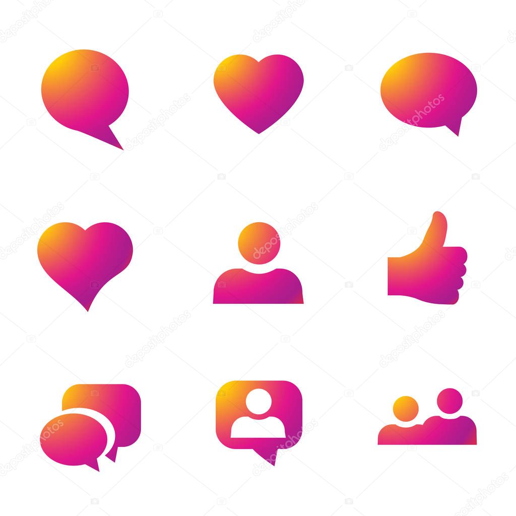 Color gradient icon template. Vector illustration on white background for your social media app design project and other.