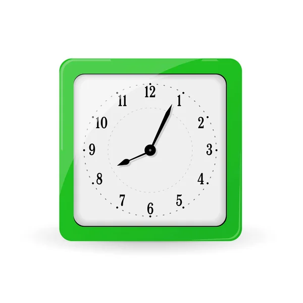 녹색 사각 알람 시계 — 스톡 벡터