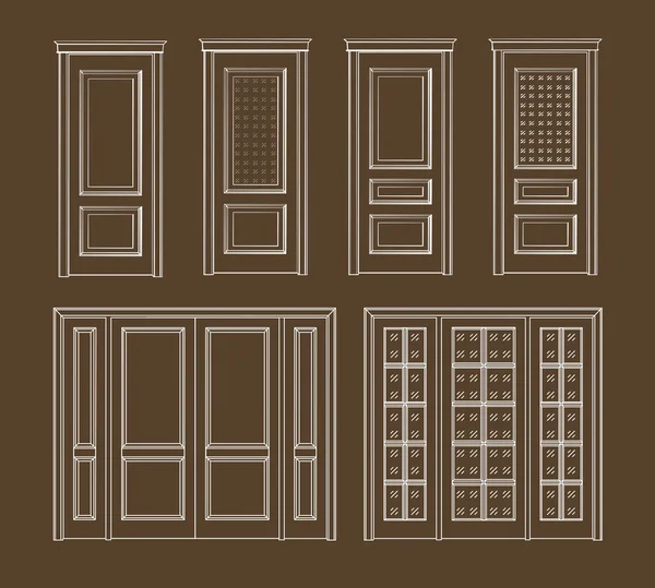 Graphic collection interior doors — Stock Vector