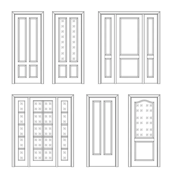 Set puerta Dibujo técnico — Archivo Imágenes Vectoriales