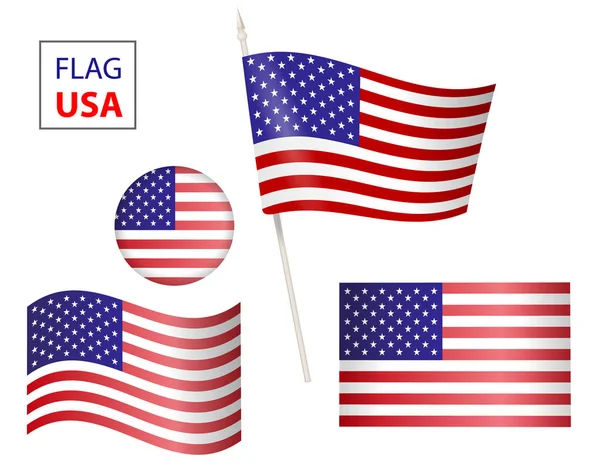 Setzen usa Vektor Flagge usa Flagge in Form Kreis Symbol. — Stockvektor