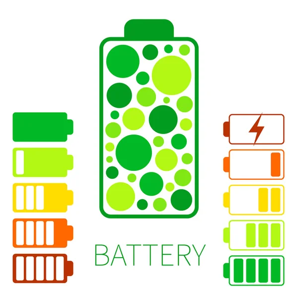 Set color battery icon. — Stock Vector