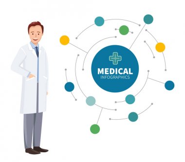 Doktor infographics beyaz zemin üzerine