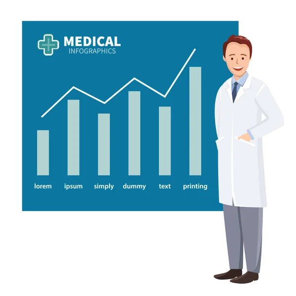 Vektor illustration läkare på bakgrunden grafer. — Stock vektor