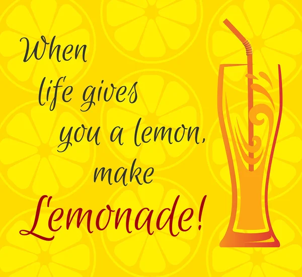 Fundo de citrinos, um copo de limonada . — Vetor de Stock