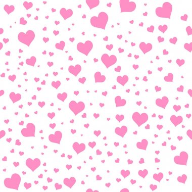 Beyaz arka plan üzerinde renkli kalpler. Vektör kaotik sorunsuz bilmece